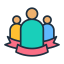 Stylised group of three people icon